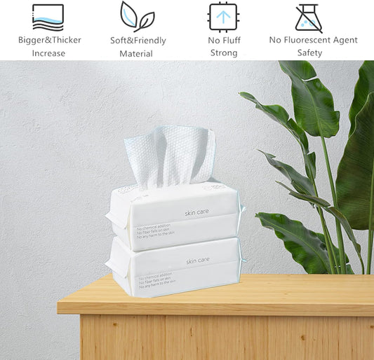 Disposable Face Towel, Cotton Tissue Soft Dry Wipes for Women, Simple Cleaning Facial Tissues Dry Wet Dual Portable Use for Sensitive Skin & Baby & Makeup Remover & Personal Care (6 PACK=600PCS)