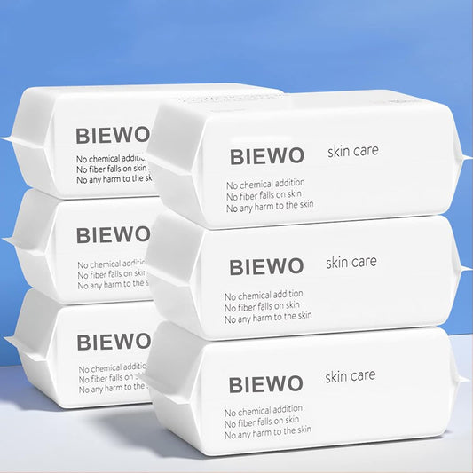 Disposable Face Towel, Cotton Tissue Soft Dry Wipes for Women, Simple Cleaning Facial Tissues Dry Wet Dual Portable Use for Sensitive Skin & Baby & Makeup Remover & Personal Care (6 PACK=600PCS)