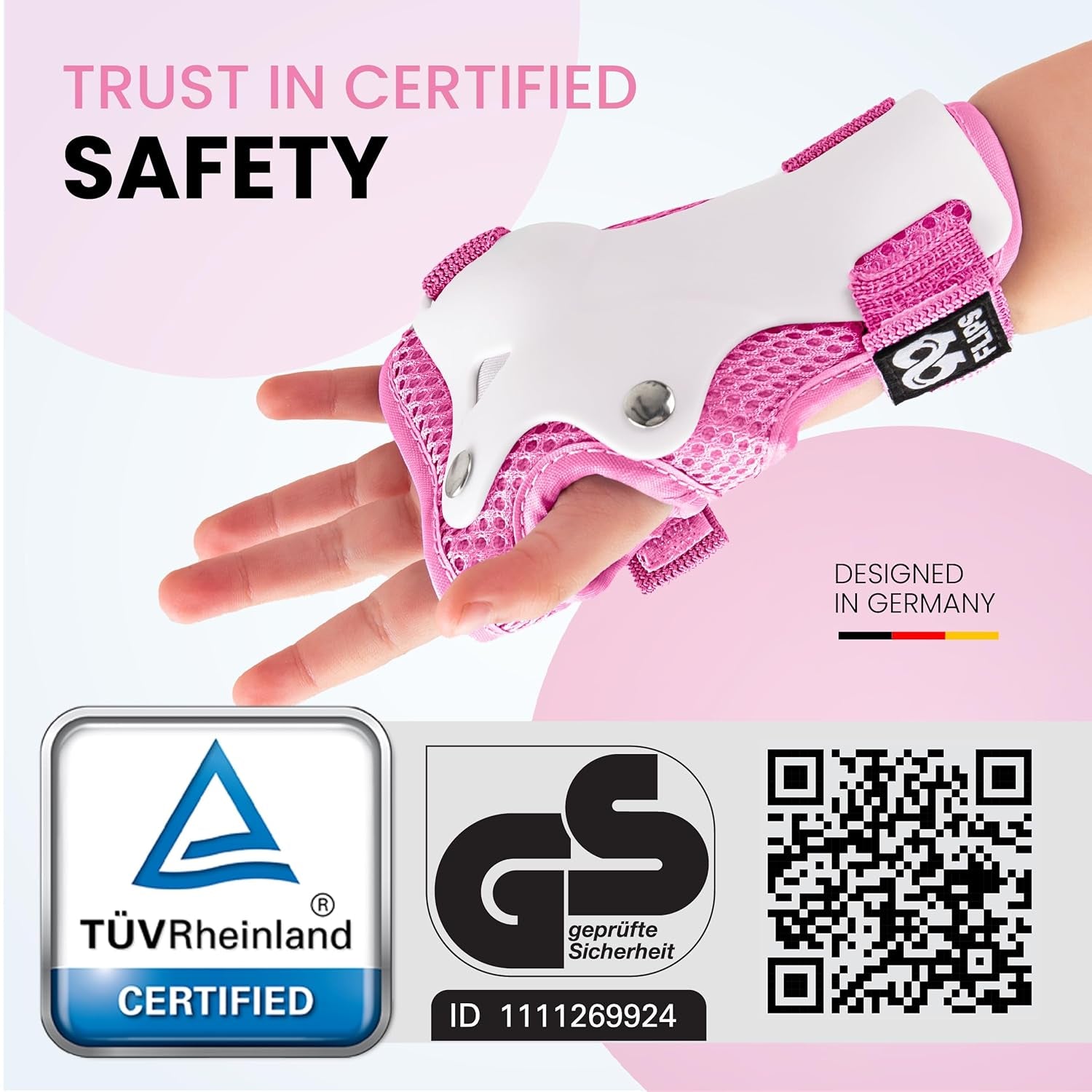 Kids Knee and Elbow Pads Set - Pink, Size SM - Toddler Skating Pads