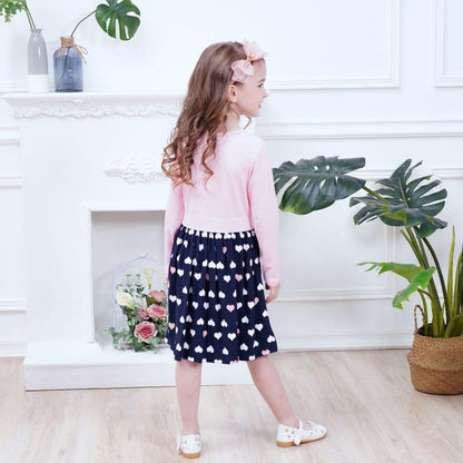 Toddler Flower Girl Dress Cotton Short Sleeve Navy Baby Girls Summer Dresses for 2-8 Years