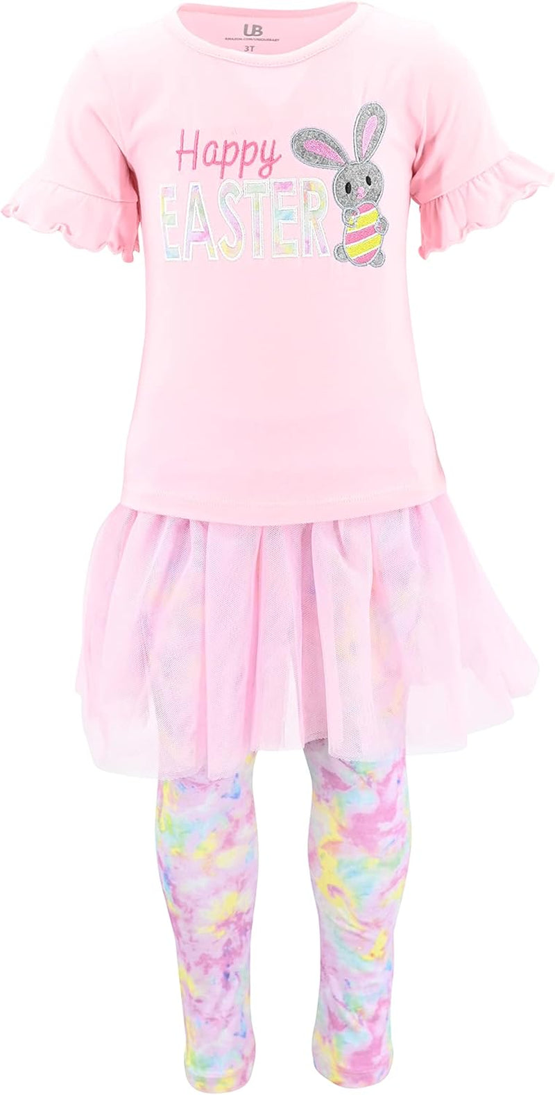 Girls Happy Easter Tutu 2 Piece Legging Set Outfit