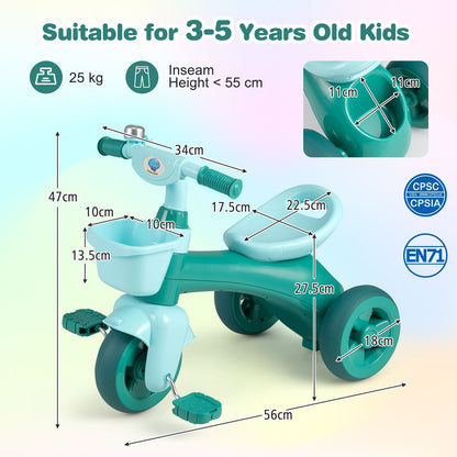 3-Wheel Children Balance Bike with Ergonomic Seat and Non-Slip Handle