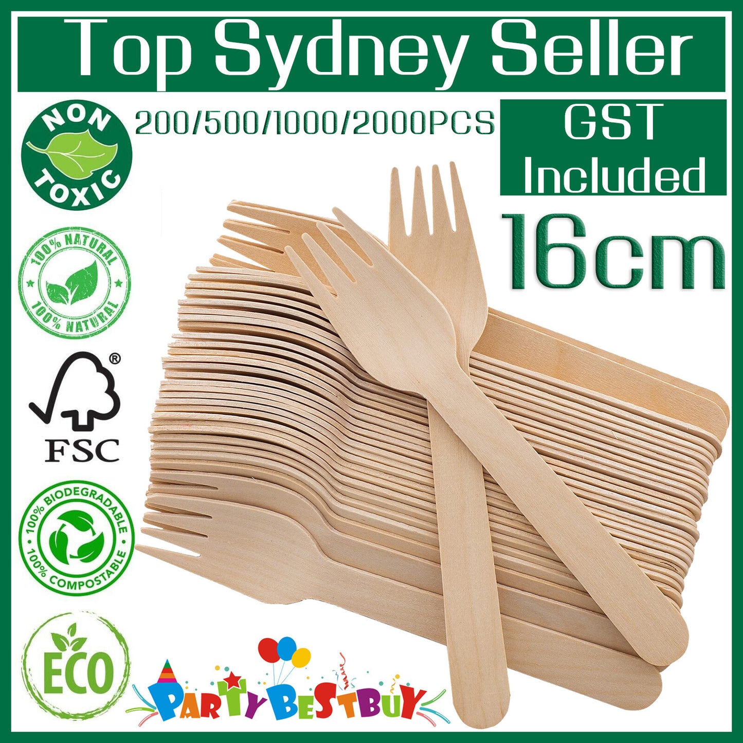 100-2000X Recycle Disposable Wooden Forks Eco Friendly Compostable Wedding Party