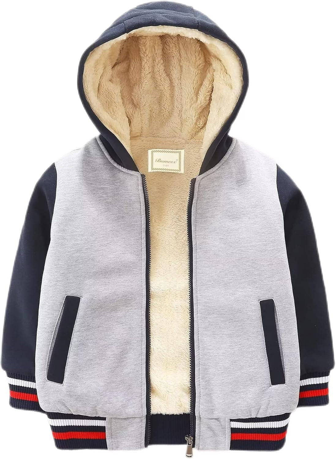 Little Big Boys Sherpa Fleece Lined Zip up Hoodie Jacket for 2-14Years