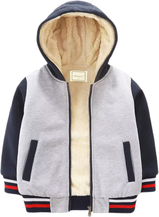 Little Big Boys Sherpa Fleece Lined Zip up Hoodie Jacket for 2-14Years