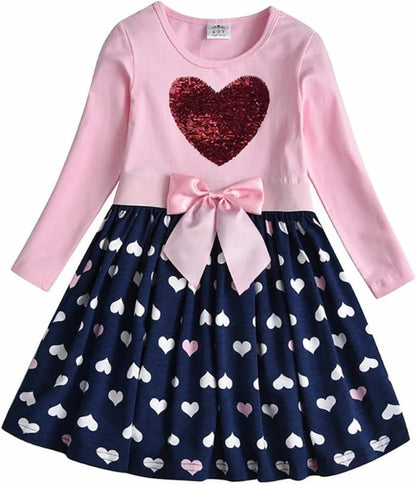 Toddler Flower Girl Dress Cotton Short Sleeve Navy Baby Girls Summer Dresses for 2-8 Years