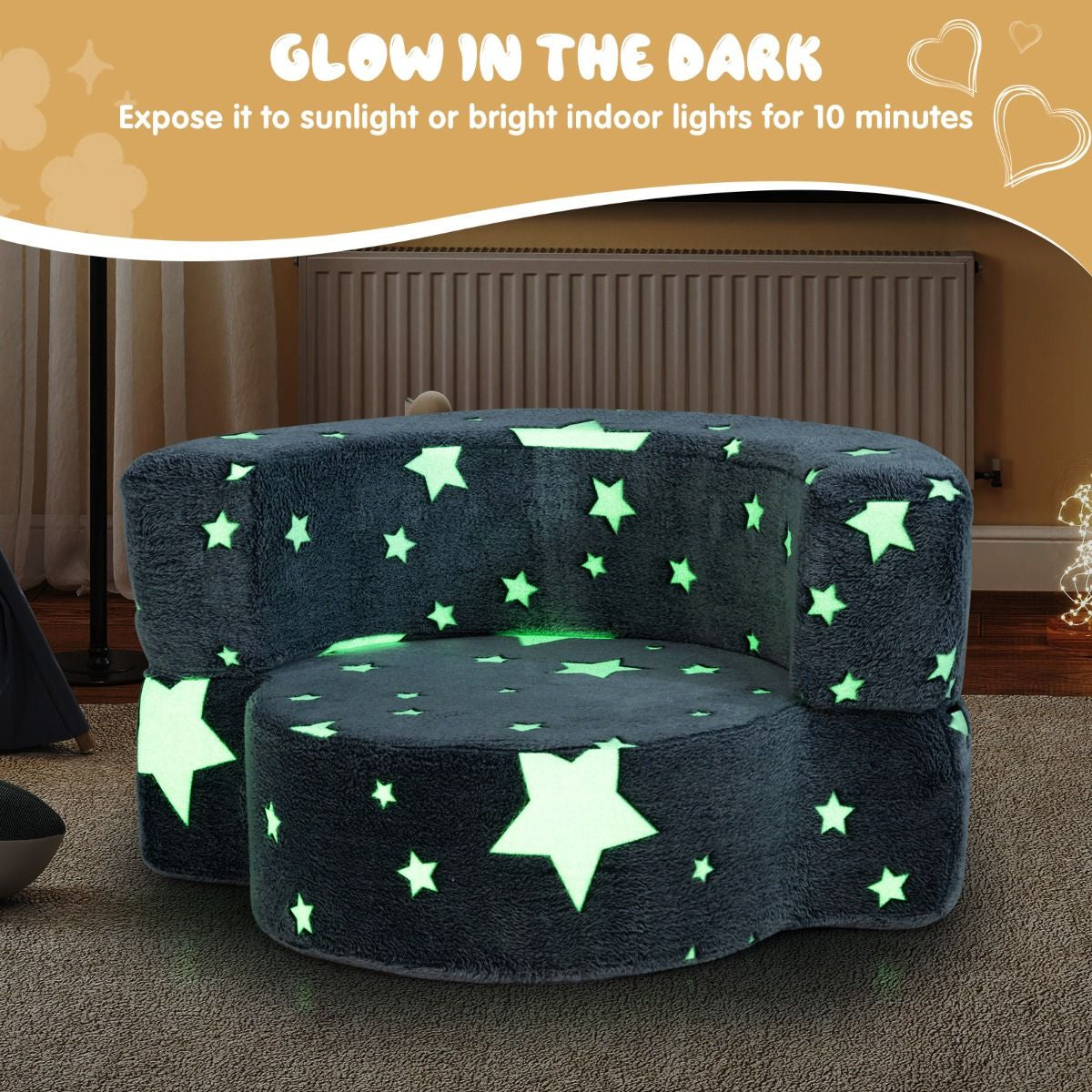 Convertible Children Sofa Kids Couch Chair with Removable and Machine-Washable Cover