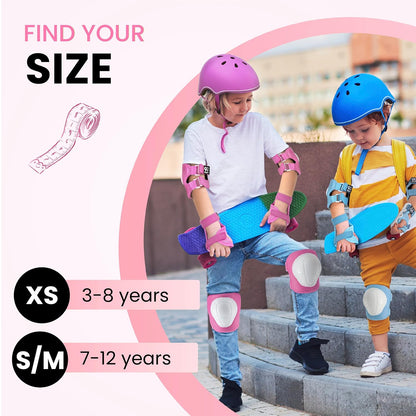 Kids Knee and Elbow Pads Set - Pink, Size SM - Toddler Skating Pads