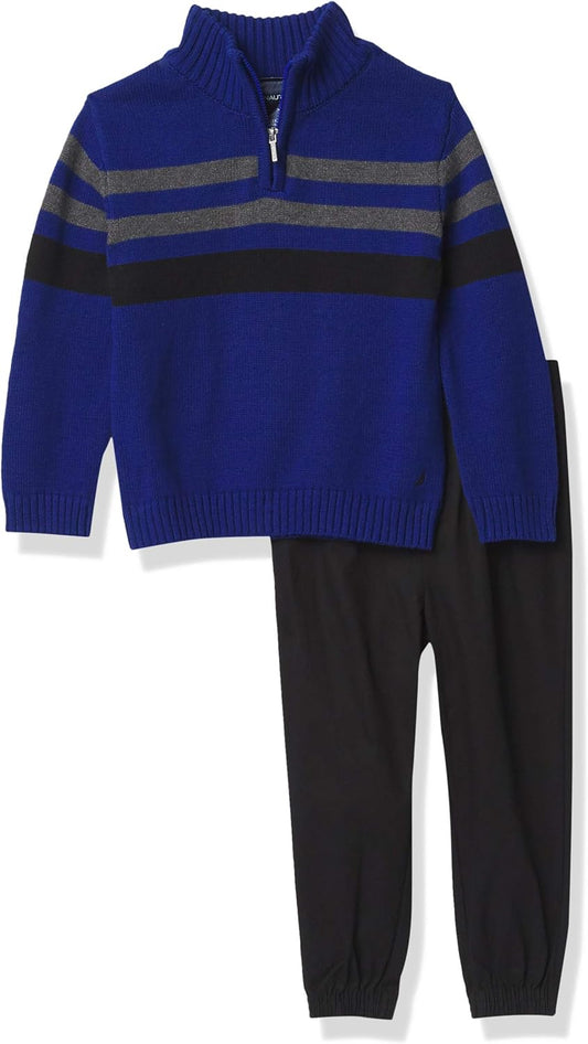 Boys 2-Piece Quarter Zip Pullover Sweater and Pants