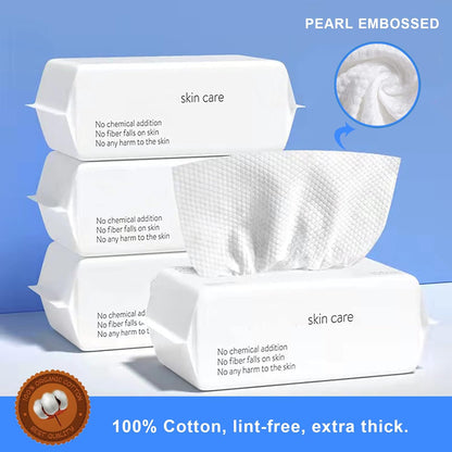 Disposable Face Towel, Cotton Tissue Soft Dry Wipes for Women, Simple Cleaning Facial Tissues Dry Wet Dual Portable Use for Sensitive Skin & Baby & Makeup Remover & Personal Care (6 PACK=600PCS)