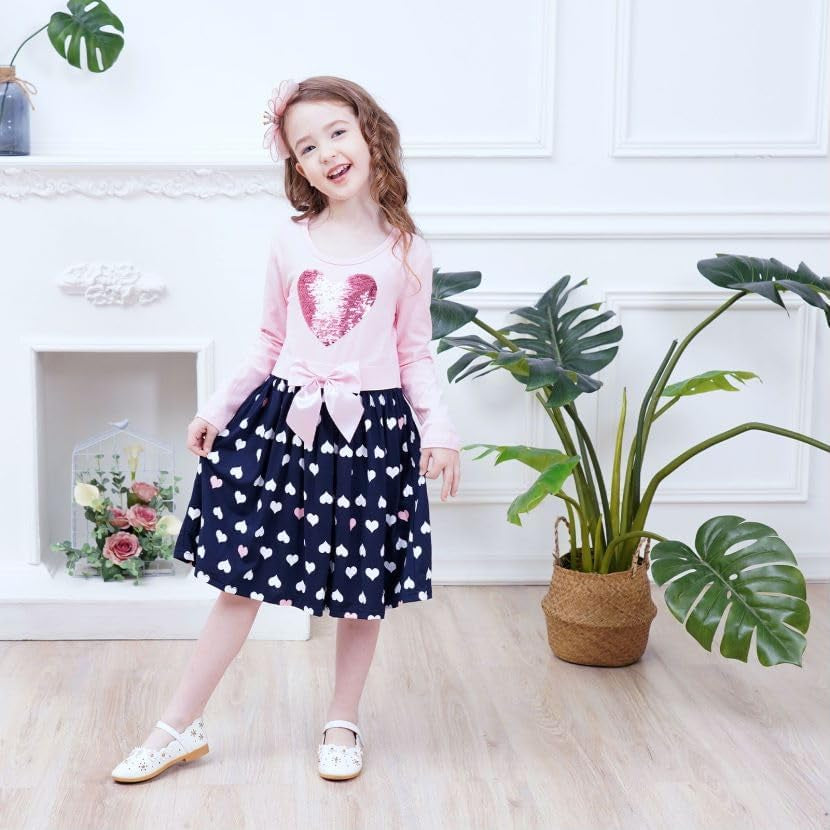 Toddler Flower Girl Dress Cotton Short Sleeve Navy Baby Girls Summer Dresses for 2-8 Years