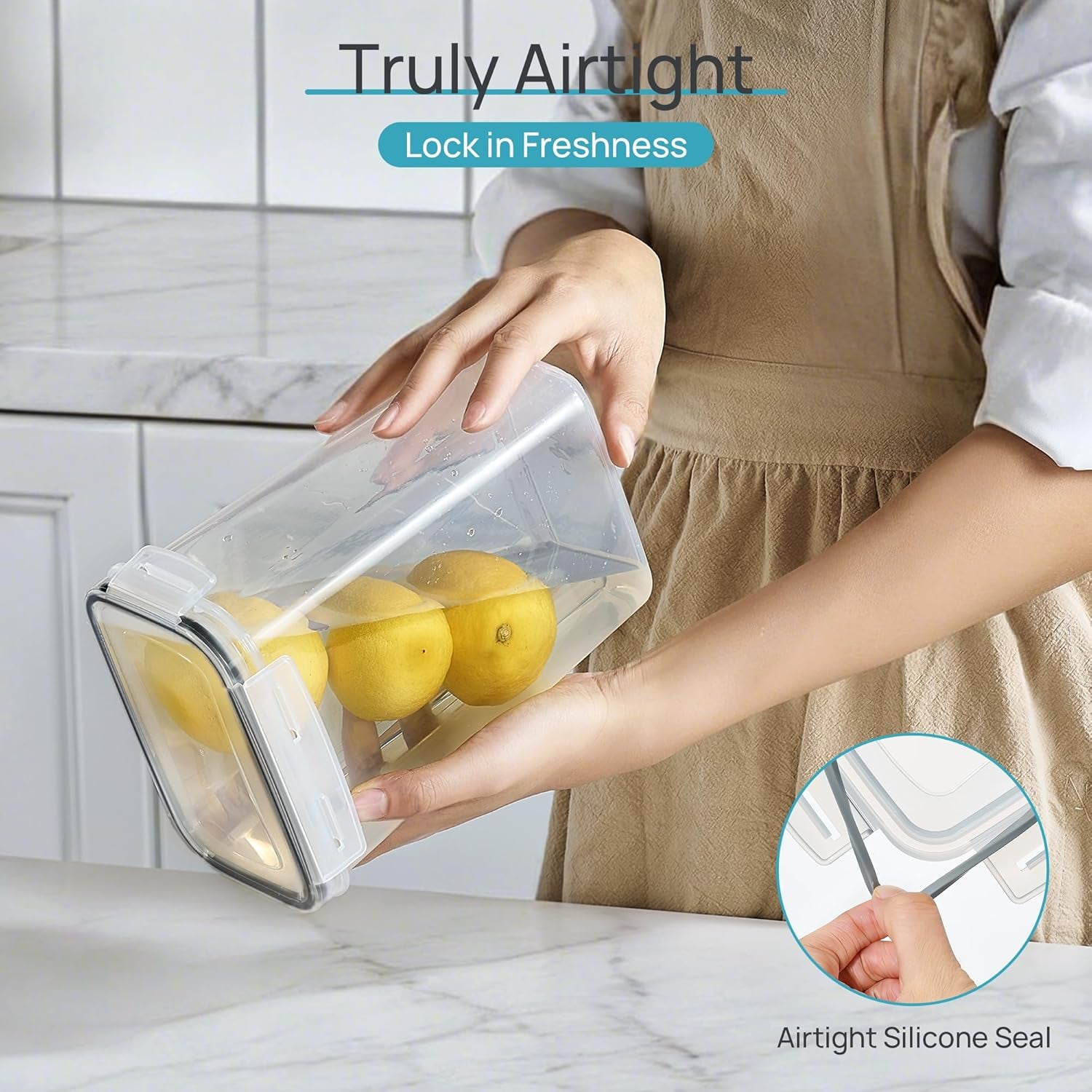 Airtight Food Storage Containers with Lids, 24 Pcs Plastic Kitchen and Pantry Organization Canisters for Cereal, Dry Food, Flour and Sugar, BPA Free, Includes 24 Labels