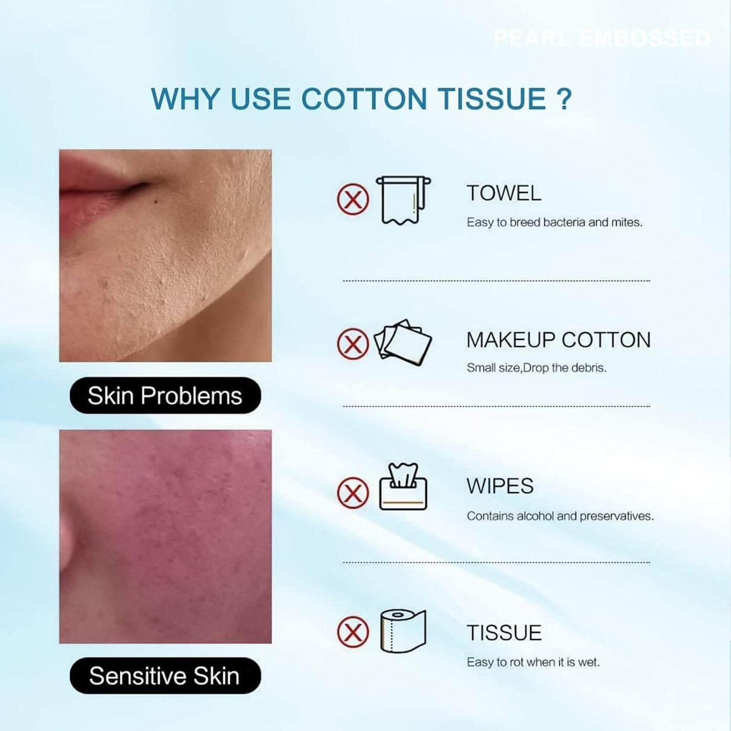 Disposable Face Towel, Cotton Tissue Soft Dry Wipes for Women, Simple Cleaning Facial Tissues Dry Wet Dual Portable Use for Sensitive Skin & Baby & Makeup Remover & Personal Care (6 PACK=600PCS)