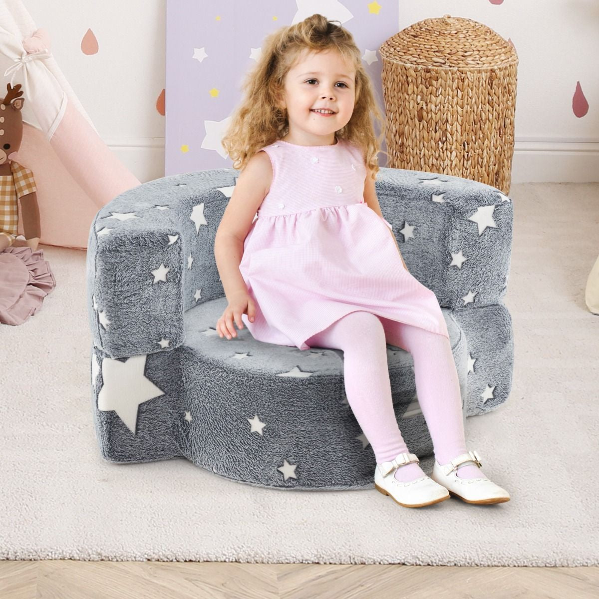 Convertible Children Sofa Kids Couch Chair with Removable and Machine-Washable Cover