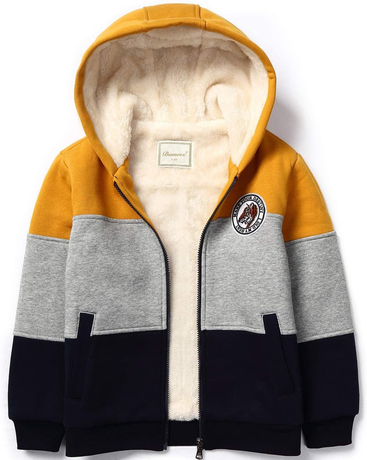 Little Big Boys Sherpa Fleece Lined Zip up Hoodie Jacket for 2-14Years