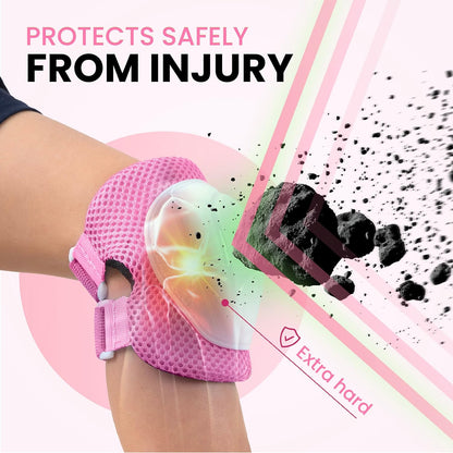 Kids Knee and Elbow Pads Set - Pink, Size SM - Toddler Skating Pads