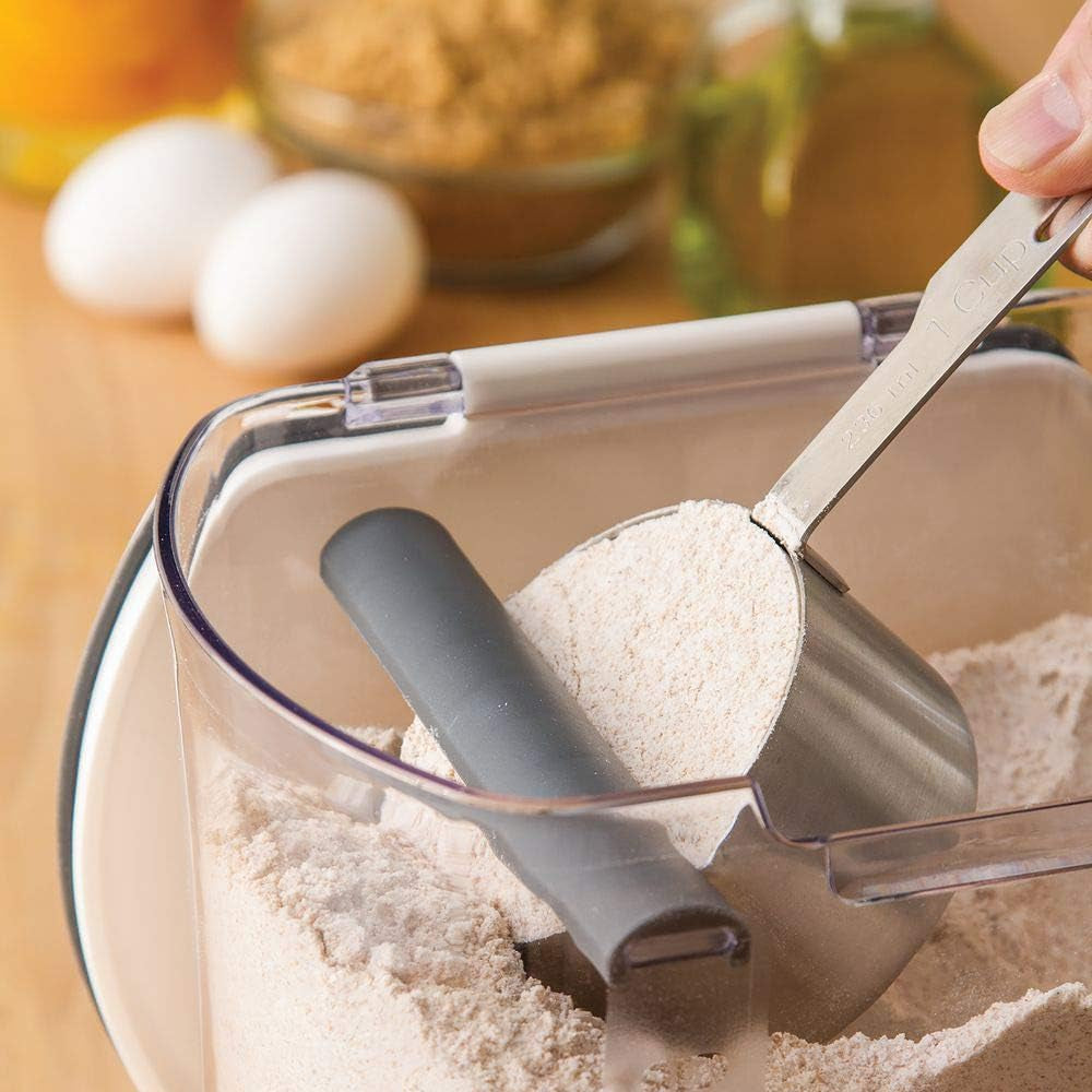 Prokeeper 6-Piece Baker'S Storage Container Set - Containers for Flour, Powdered Sugar, and Two Mini Keepers with Airtight Seals, Measurement Marks, Terra Cotta Disk, Plastic, White