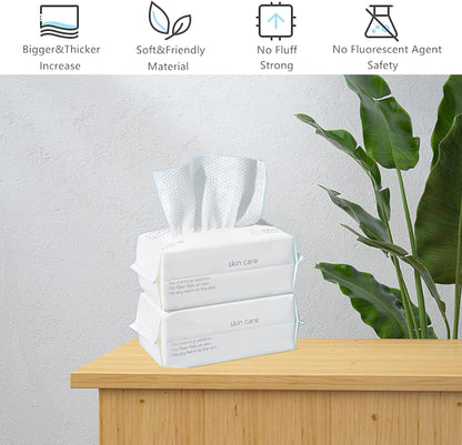 Disposable Face Towel, Cotton Tissue Soft Dry Wipes for Women, Simple Cleaning Facial Tissues Dry Wet Dual Portable Use for Sensitive Skin & Baby & Makeup Remover & Personal Care (6 PACK=600PCS)
