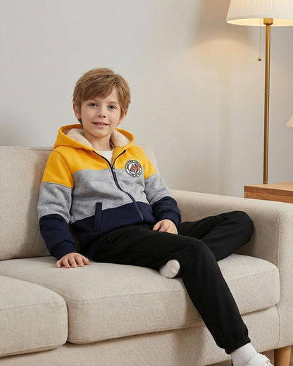 Little Big Boys Sherpa Fleece Lined Zip up Hoodie Jacket for 2-14Years