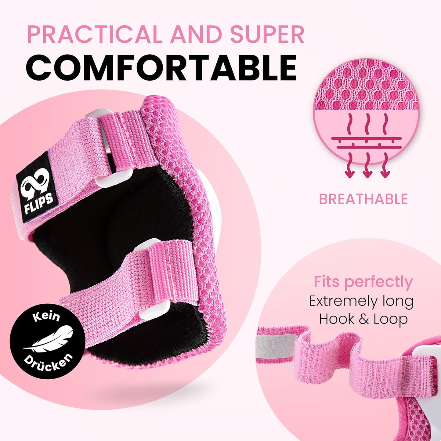 Kids Knee and Elbow Pads Set - Pink, Size SM - Toddler Skating Pads