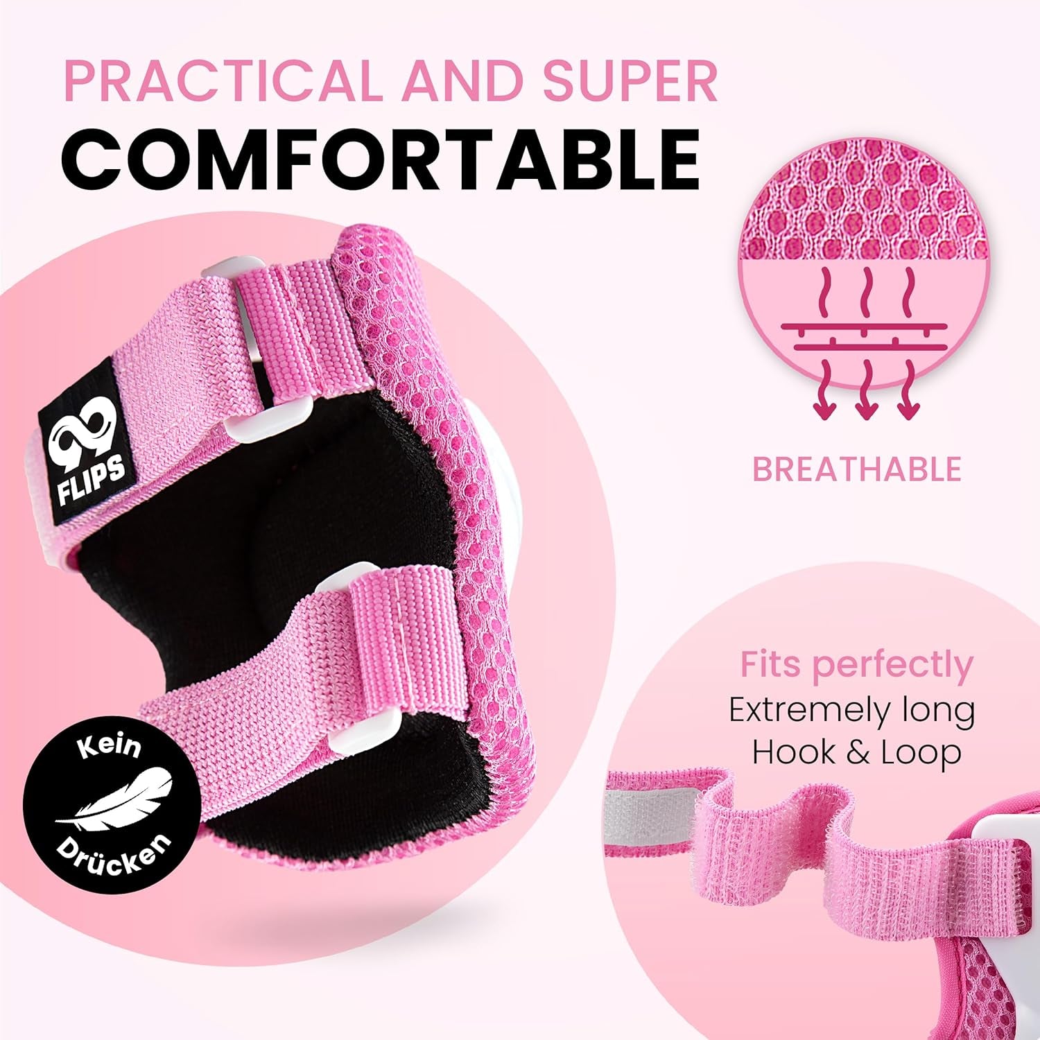 Kids Knee and Elbow Pads Set - Pink, Size SM - Toddler Skating Pads