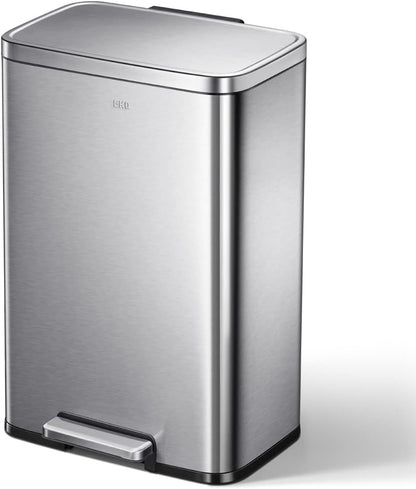 Madison Brushed Stainless 50 Liter/13.2 Gallon Step Trash Can with Inner Liner - Fingerprint Resistant Finish