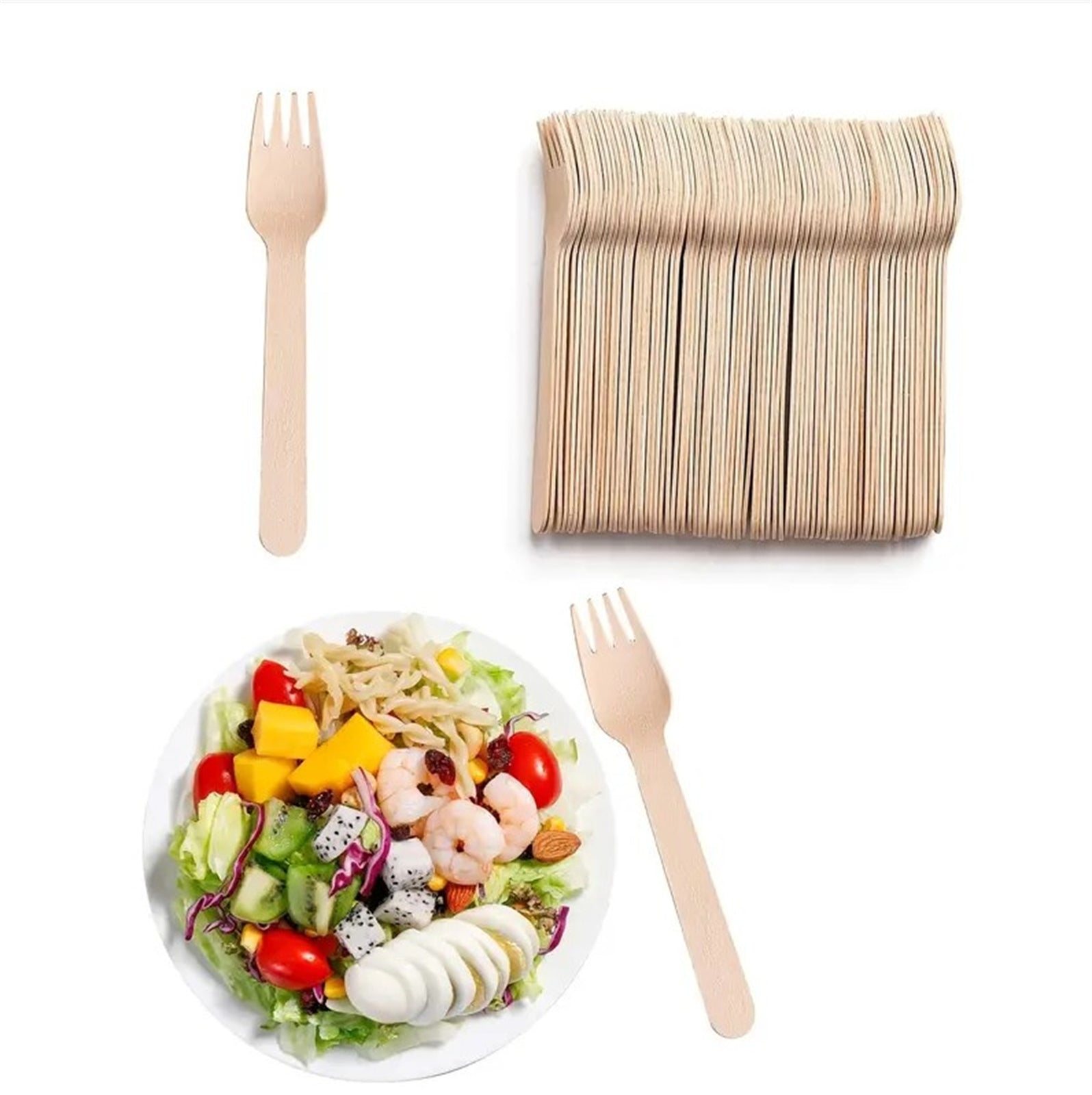100-2000X Recycle Disposable Wooden Forks Eco Friendly Compostable Wedding Party