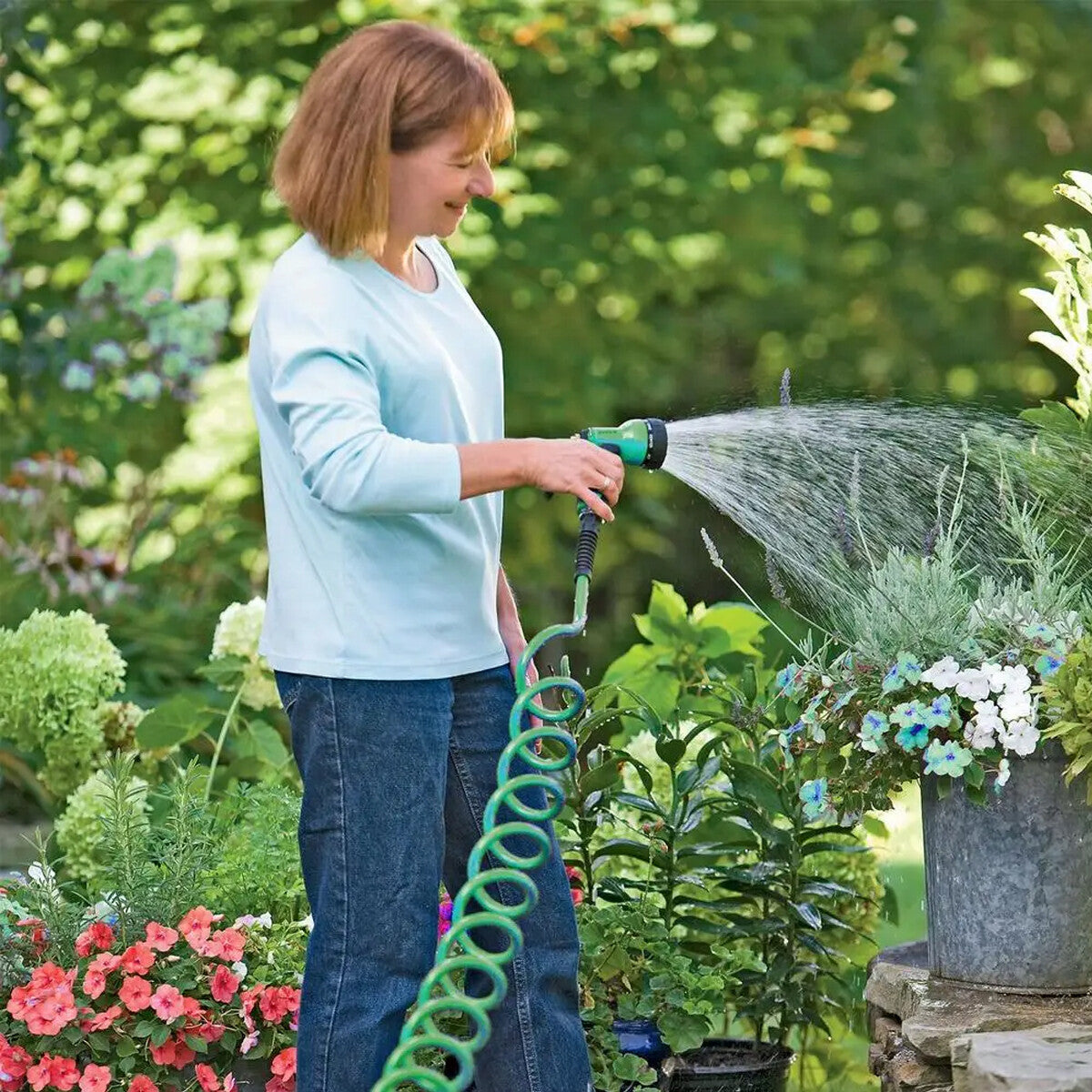 Telescopic Water Hose with Adjustable Nozzle Flexible Garden Sprinkler for Plant