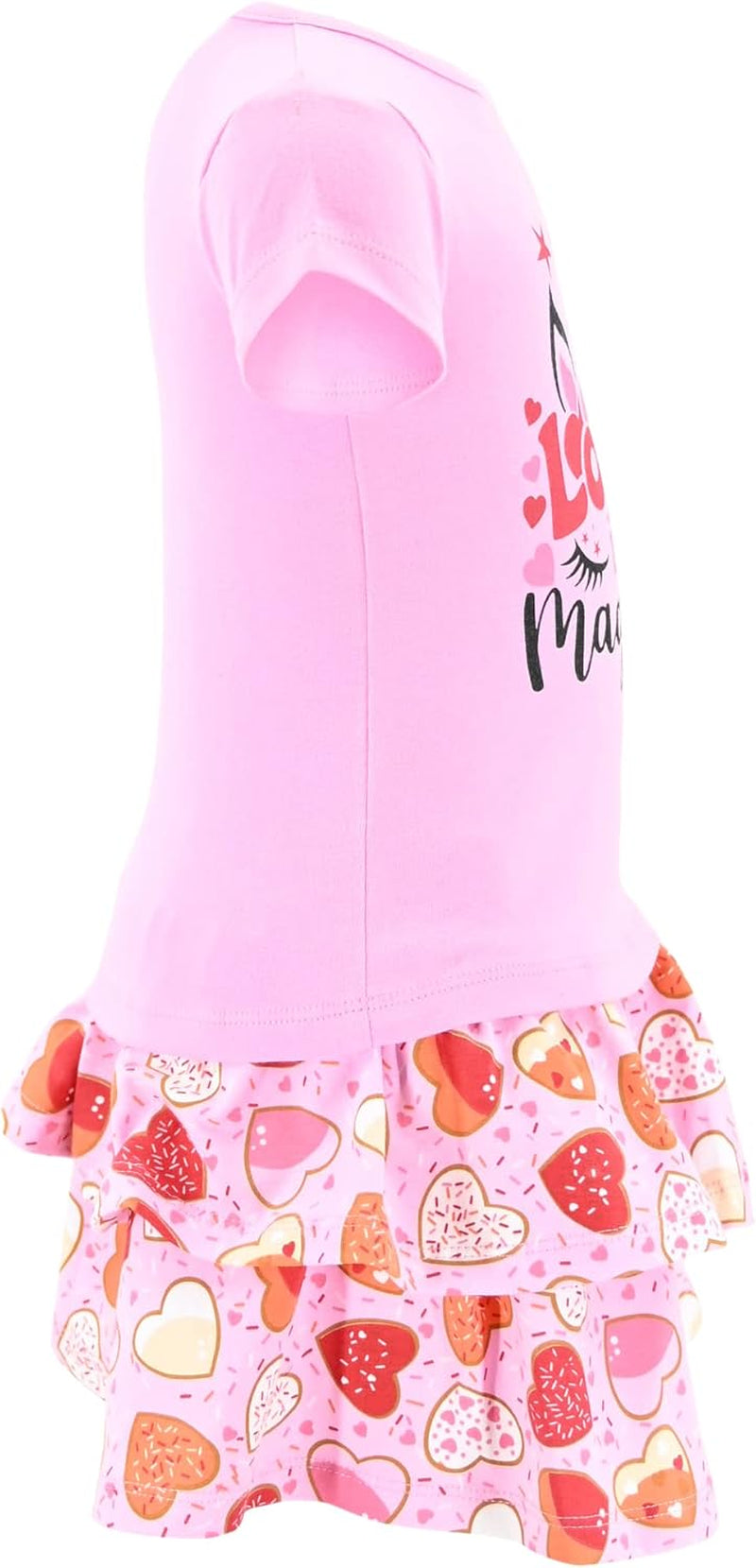 Girls Pink Love Is Magical Unicorn Skirt Set
