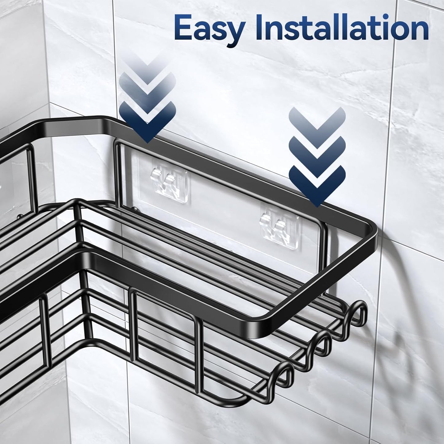 Easy installation adhesive corner shower caddy for bathroom