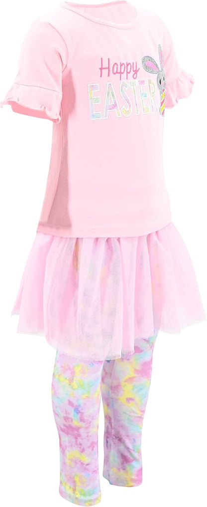 Girls Happy Easter Tutu 2 Piece Legging Set Outfit