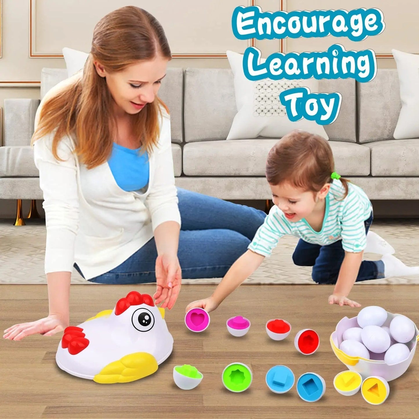 Egg Shaped Matching Shape Sorter Eggs Children Kids Baby Educational Toys Games