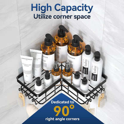 High capacity corner shower caddy for bathroom storage