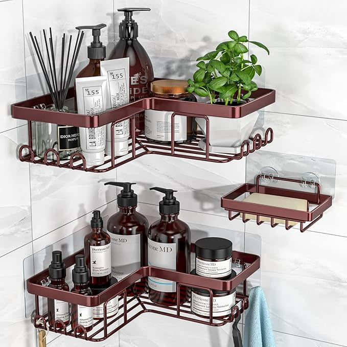 L-Shaped Corner Shower Caddy Set – Rustproof Bathroom Organizer